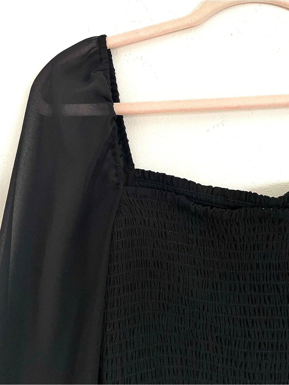 Artizia Wilfred Saga Smocked Chiffon Prairie Blouse in Black Size M EUC
